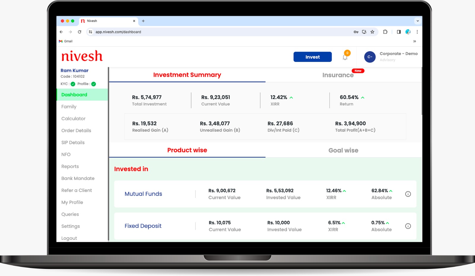 Nivesh Dashboard